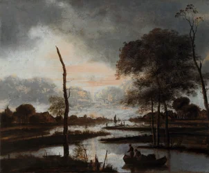 River View: Evening (olja på duk)