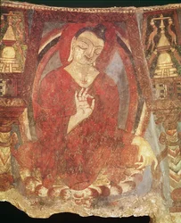 Buddha sitter på en lotusblomma, 500-600-talet