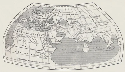 Världskarta enligt Ptolemaios, 1923.