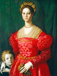 A Young Woman and Her Little Boy, ca 1540 (olja på panel)