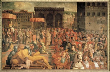 Italien, Florens, påven Leo X (Giovanni de Medici) återvänder till Florens efter sitt val.