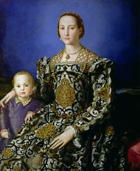 Porträtt av Eleanor av Toledo och hennes son, Giovanni de Medici, ca 1544-45 (tempera på panel)