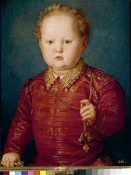 Porträtt av Garcia de Medici som barn (olja på panel, ca 1550)