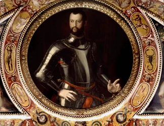 Porträtt av Jean de Medici dit Jean des Bandes Noires (Giovanni Dalle Bande Nere) (1498-1526) av Bronzino (1503-1572) - Målning bevarad på Palazzo Vecchio, Florens