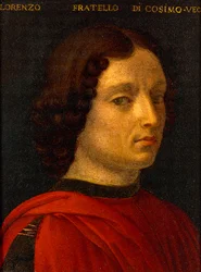 Porträtt av Lorenzo de Medici den äldre, av Agnolo Bronzino, cirka 1565-1569, olja på plåt