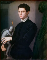 Porträtt av en skulptör. Målning av Angelo Bronzino (1503-1572)
