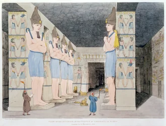 "Insidan av templet i Ybsombul i Nubia", 1820-1822