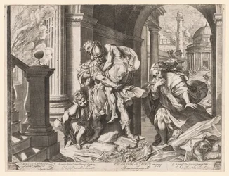 Aeneas och hans familj flyr från Troja