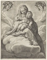 Mary med barnet i molnen