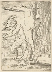Satyr piskar en nymf, c.1590-95