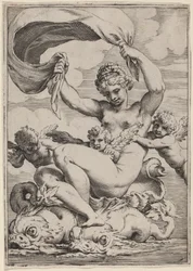 Venus eller Galatea med stöd av delfiner