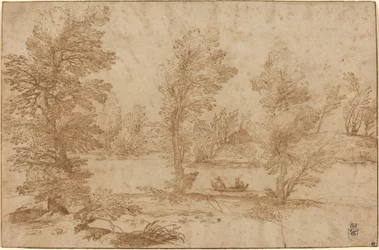 Woodland River med en båt