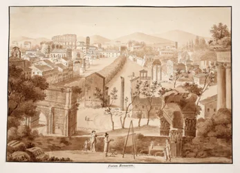 Forum Romanum, 1833 (etsning med brun tvätt)