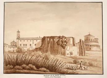 Hippodromen av familjen Constantine, Via Nomentana, 1833 (etsning med brun tvätt)