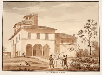 Rafaels hus på Pincio, 1833 (etsning med brun tvätt)