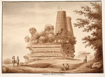 Horatiernas och Curiatiis grav, 1833 (etsning med brun tvätt)