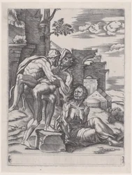 Hercules och Antaeus, daterad 1533., daterad 1533.