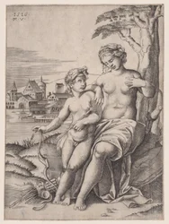 Venus och Eros, daterad 1516.