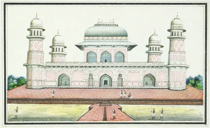 Itimad-Ud-Daulas grav, nära Agra, ca 1830-talet (wc, bläck och penna på papper)