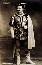 Sångaren Enrico Caruso i operan Il trovatore av Giuseppe Verdi