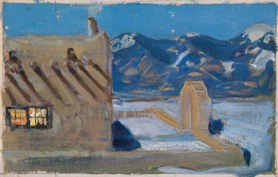 Hus i Taos i månsken