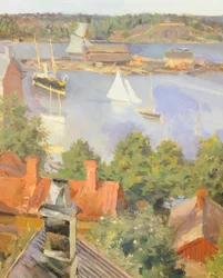 Norra hamnen, Helsingfors av Akseli Gallen-Kallela, Finland 1800-tal Detalj