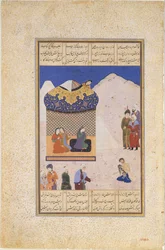 Laila besöker Majnun i öknen, Folio från en Khamsa-kvintett av Amir Khusrau..., 1520-25.