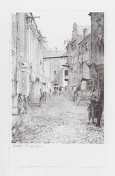 London Lanes: Battle Bridge Lane (litografi)