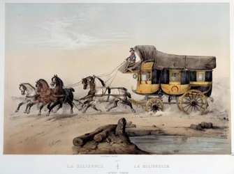 La diligence”” Litografi av Albert Adam (1833-?) 1870 Paris, Musee Carnavalet