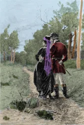 Illustration av romanen "" Madame Bovary"" av Gustave Flaubert (1821-1880). Illustration av Albert Fourie (1854-1937).