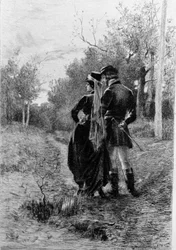 Illustration av romanen "" Madame Bovary"" av Gustave Flaubert (1821-1880). Illustration av Albert Fourie (1854-1937).