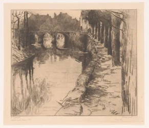 Gammal bro över en kanal i Diksmuide Vieux Pont (titel på objekt) Gammal bro i Diksmuide