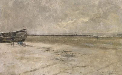 Strand, grått väder, strandscen i De Panne