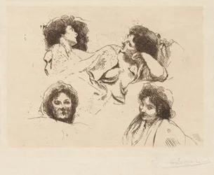 Four Heads of Women: Studie för "The Happy Island"