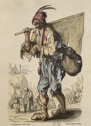 Kapten av Bohemians, efter Jacques Callot (1592-1635) graverad av Adrien Lavieille (1818-62) (färgstick)