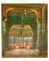 Harem i Turkiet - i "" Den historiska kostymen"" av Racinet