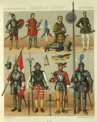 Illustration av europeiska krigare pansar