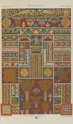 Medeltiden, tallrik 40 från Polychromatic Ornament: Hundra tallrikar i guld, silver och färger, 1873