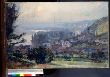 Utsikt över Vetheuil, solnedgång, 1897