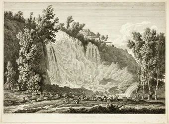 Waterfall Above Tivoli, från Picturesquely Etched Prospects från Italien
