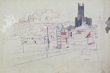 Industrial City (Leeds) (penna  bläck och akvarell på papper)