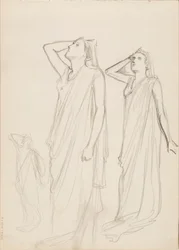 Aino Ackté som Alcestis, tre skisser