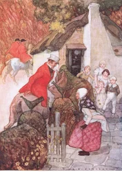 När hon såg Sir John sänkte hon sig mycket lågt, från The Water Babies pub. av Humphrey Milford Oxford University Press, ca 1930 (färg litho)