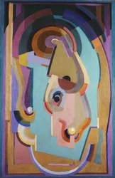Lila och grön komposition; Composition Violet et Vert