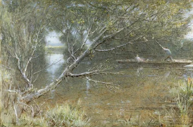 A Thames Backwater, c.1860-c.1932 (akvarell, kroppsfärg, penna och bläck på papper)