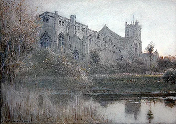 Christchurch, Hampshire (akvarell med penna och bläck på papper)