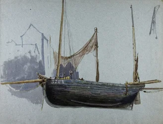 Fiskebåt 57BX (akvarell och kroppsfärg på tonat papper)