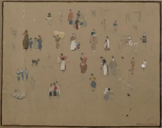 Going to Market (akvarell och blyerts med bodycolour på tonat papper)