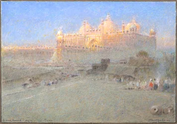 Jumna Musjid, Agra, Gryning (akvarell med tusch och tuschfärg)