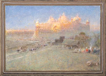 Jumna Musjid, Agra, Gryning (akvarell med tusch och tuschfärg)